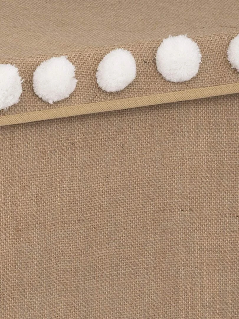 Coffre à jouets en intissé et pompons   Marron clair