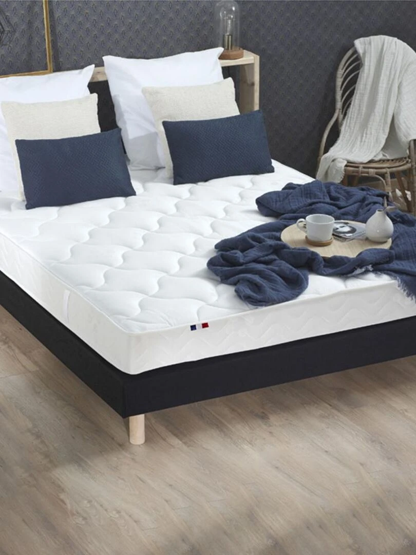 Ensemble Matelas Mousse ferme réversible ALTO + Sommier Made in France Sommier Noir Noir Blanc