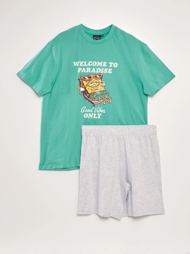 Ensemble pyjama 'Bob l'éponge' 2 pièces Vert