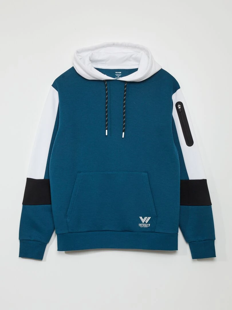 Sweat à capuche color block Bleu