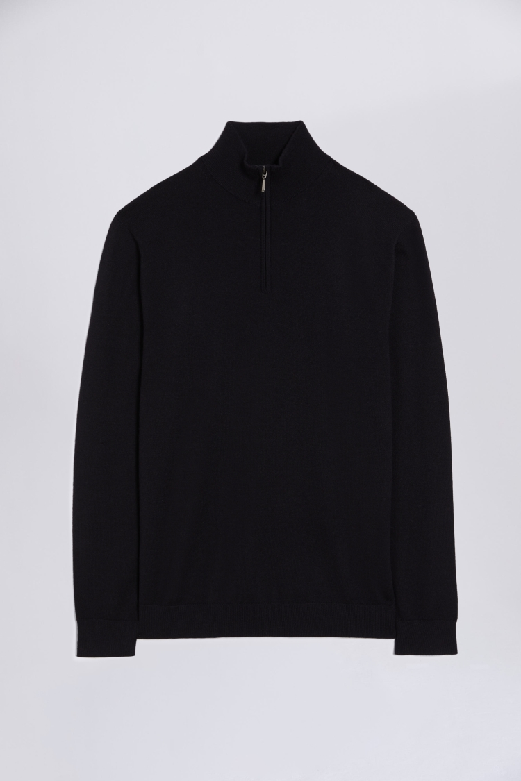 Navy Merino Crew Neck Jumper   Buy Online at Moss