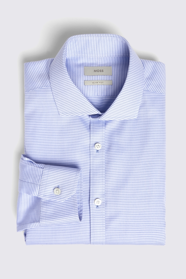 Slim Fit Sky Oval Textured Non Iron Shirt   Buy Online at Moss