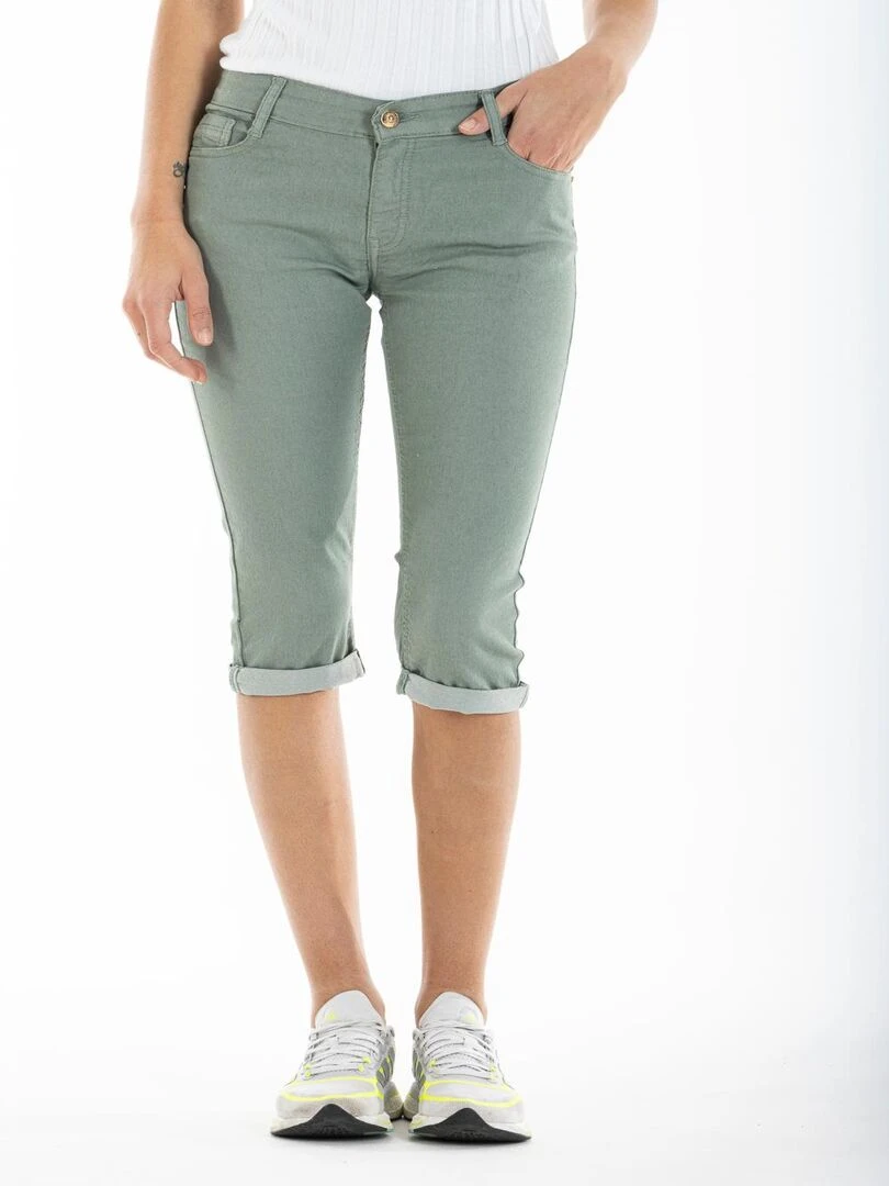 Pantacourt gabardine stretch POEMY 'Rica Lewis' Vert clair