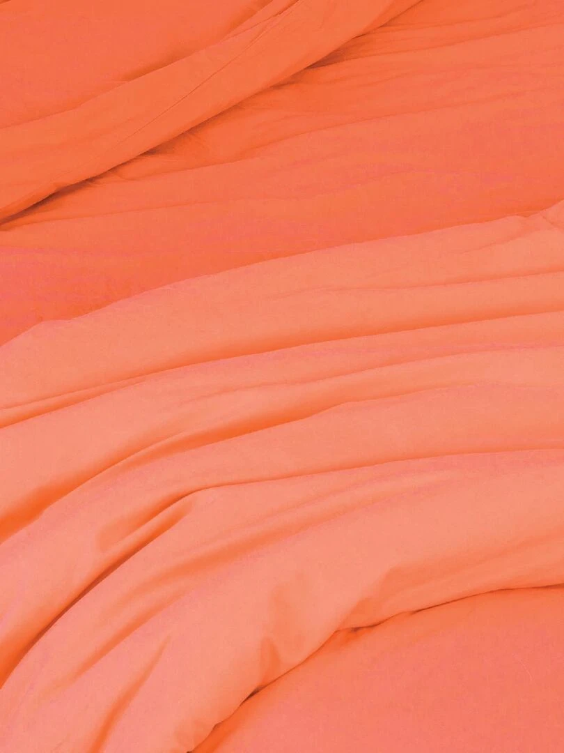 Housse de couette unie en coton Lavé   Orange corail