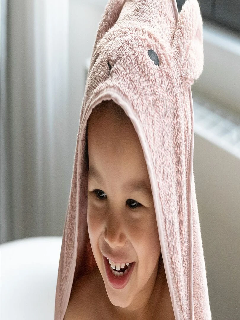 Serviette à capuche lapin Rose
