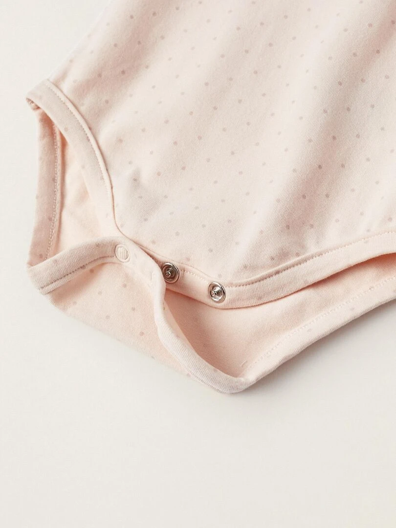 Body à pois en jersey de coton pour nouveau né manches longues ATLANTIC COMPANY   Rose clair
