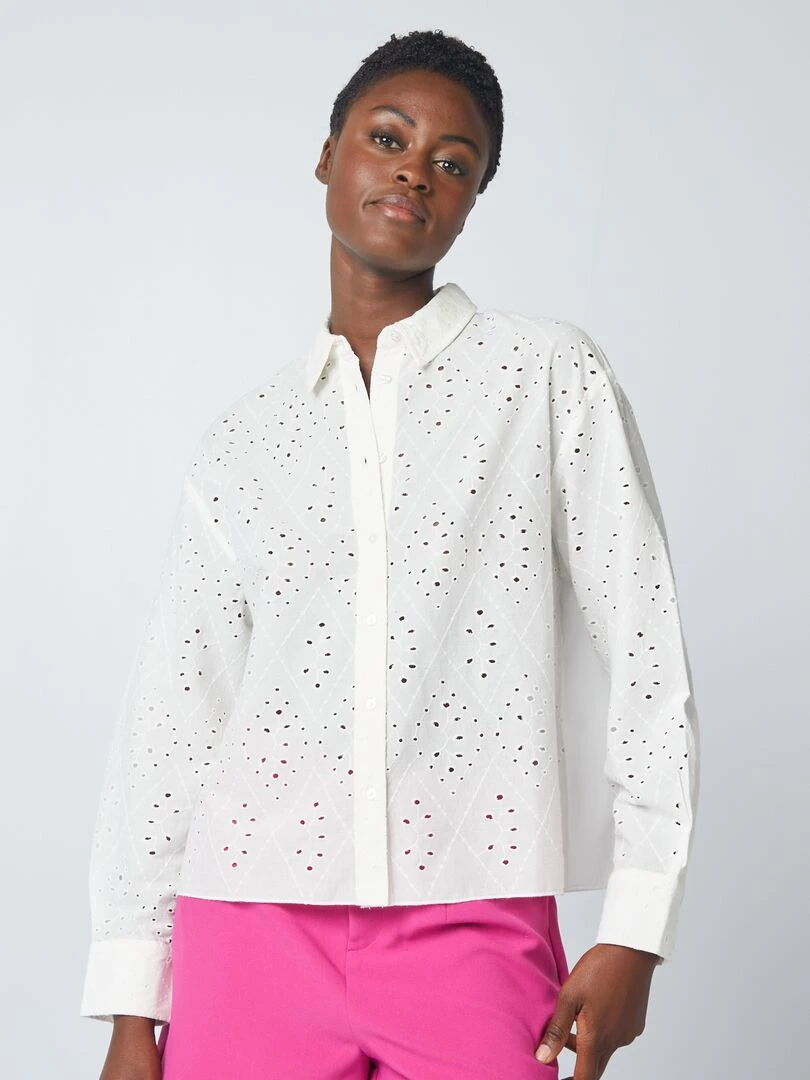 Chemise à broderies anglaises   Blanc