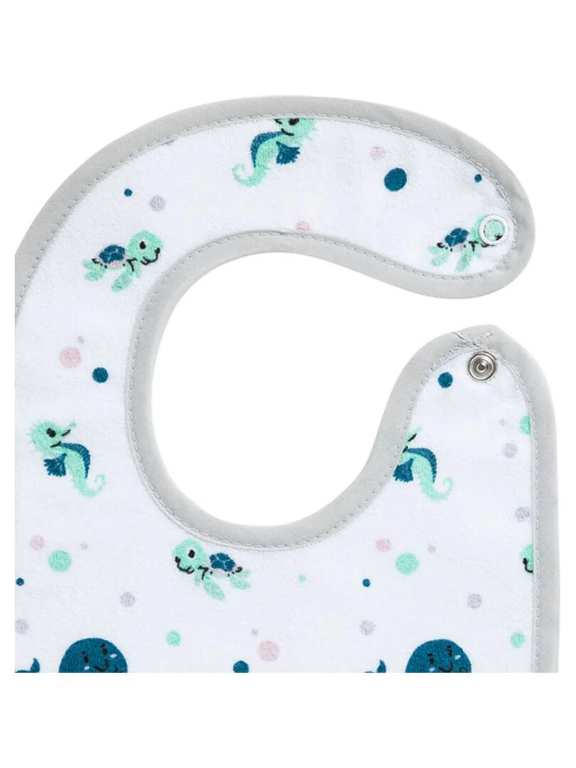 Lot de 2 bavoirs naissance Marin   Bio   Bleu