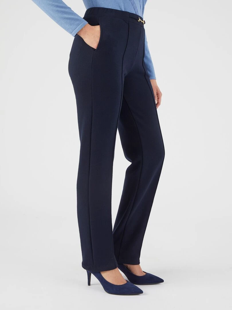 Pantalon droit maille milano Thermolactyl   Damart   Bleu marine