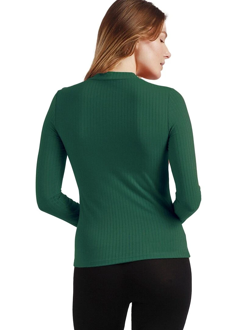 Top manches longues col montant Perkins   Vert