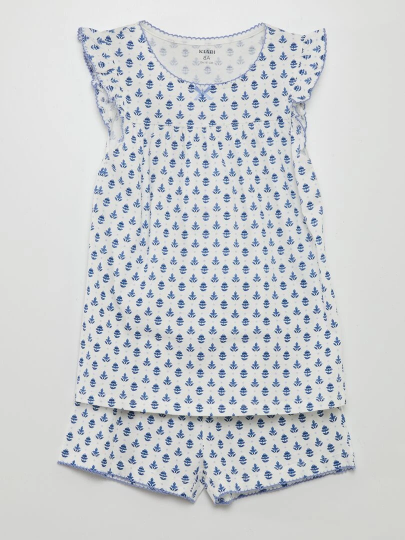 Pyjama court 2 pièces Bleu
