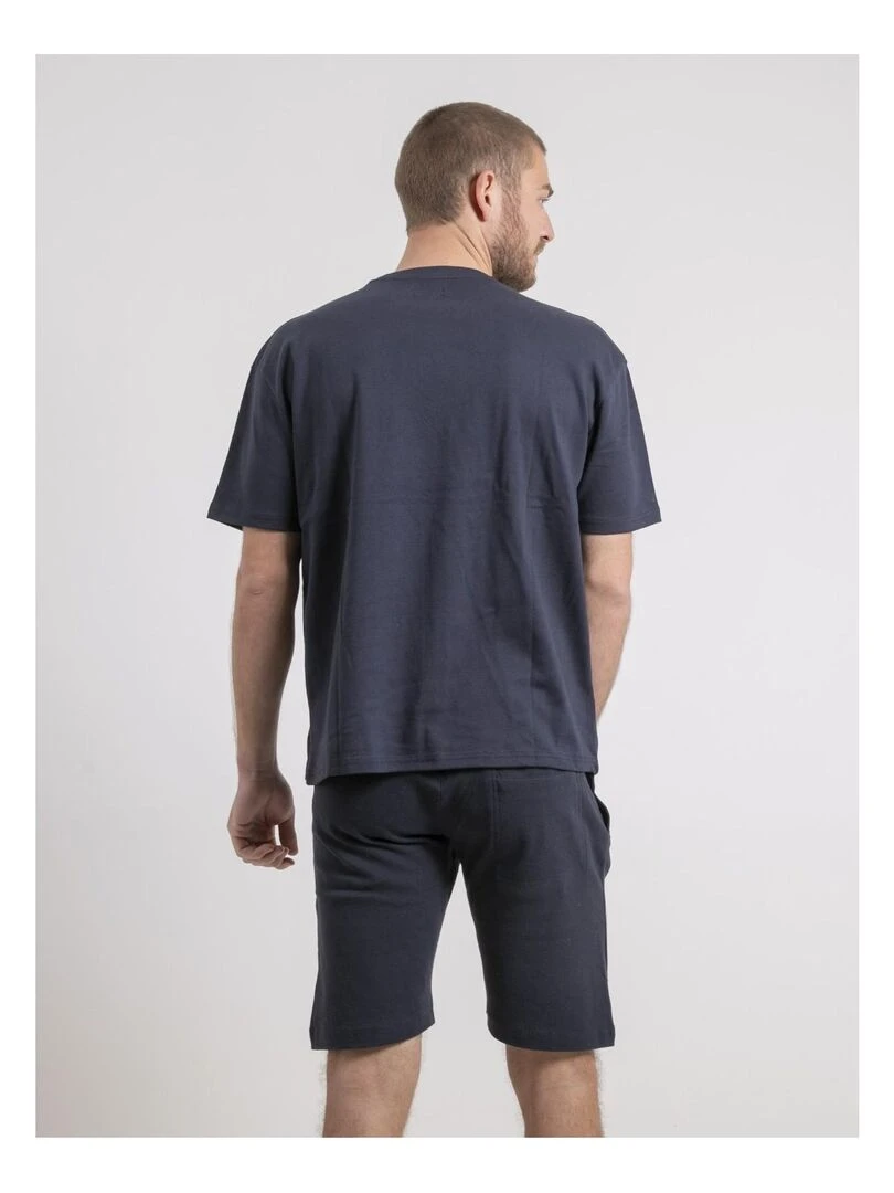 T shirt col rond oversize pur coton NOBUKA   Bleu marine