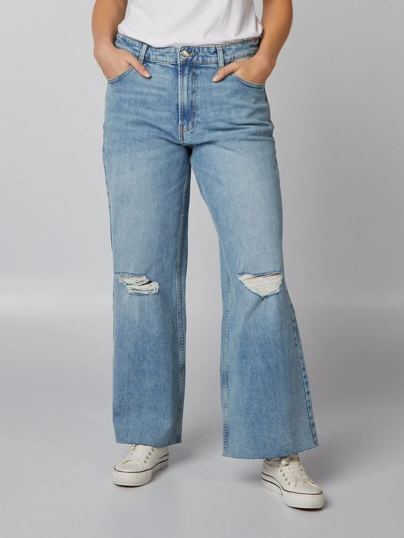 Jean wide leg taille haute Bleu