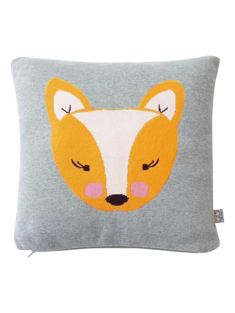 Taie de coussin en tricot de coton RENARD Gris