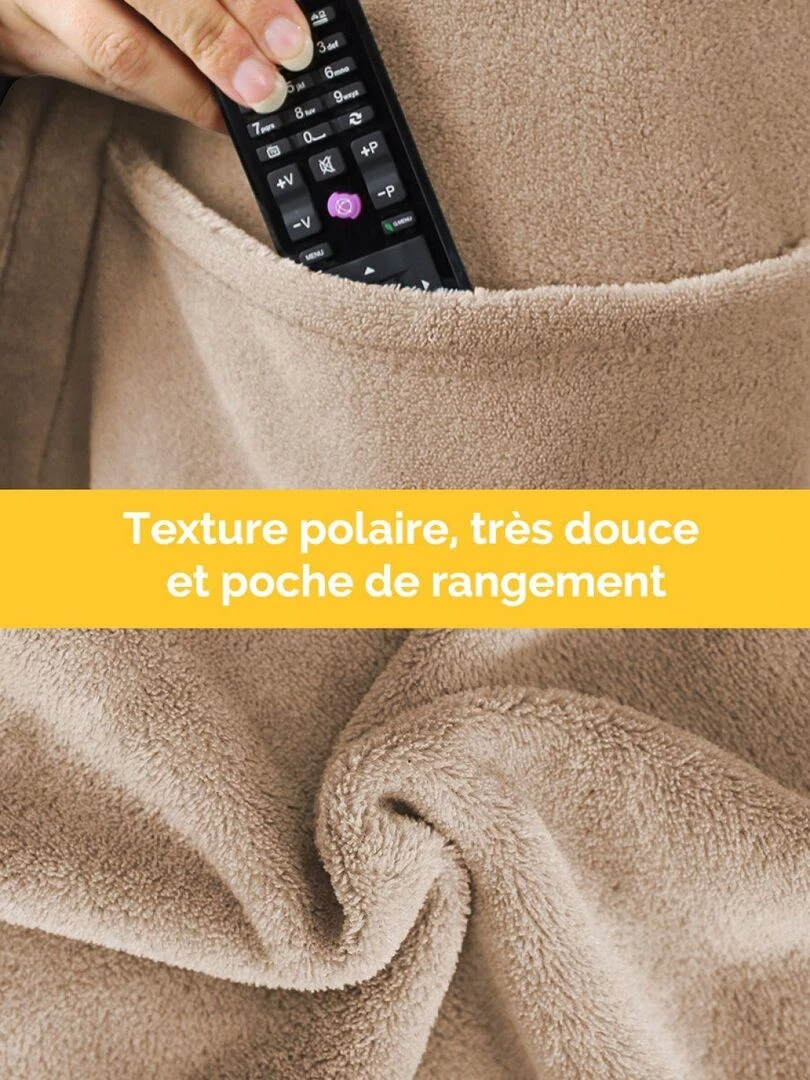 Couverture polaire plaid intégral avec manches et poche   Enfant   Vivezen   Beige