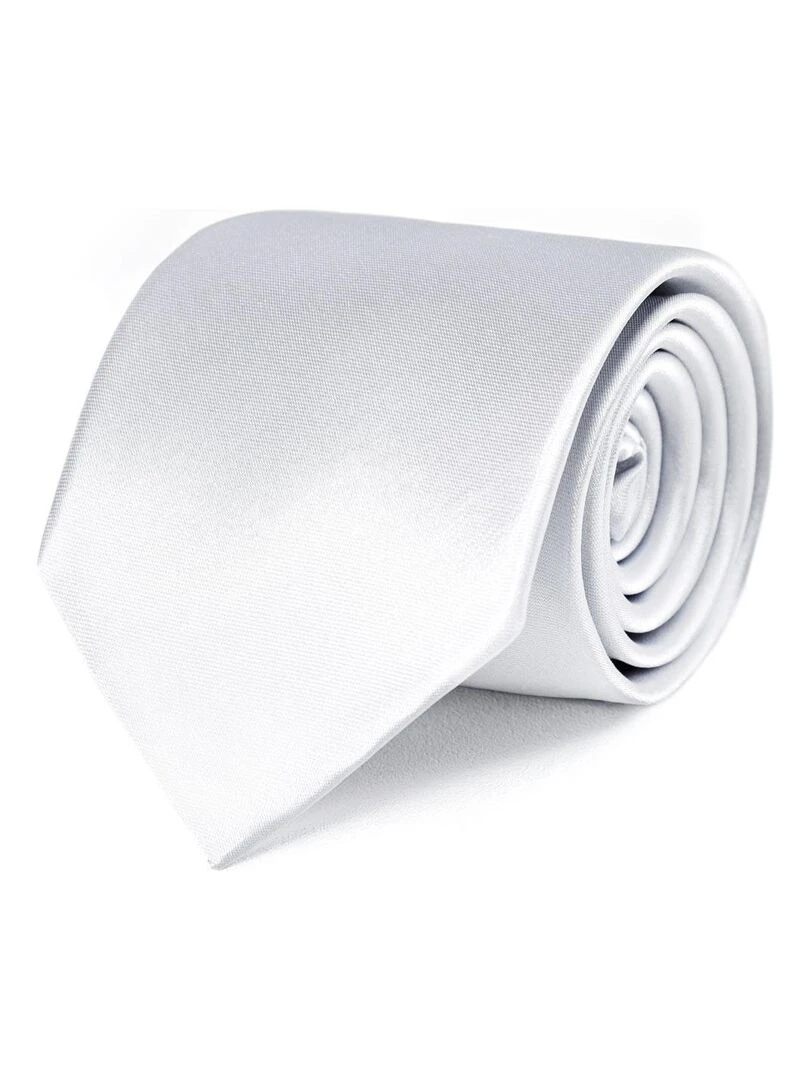 Cravate Satin Unie Fabriqué en Europe Argent