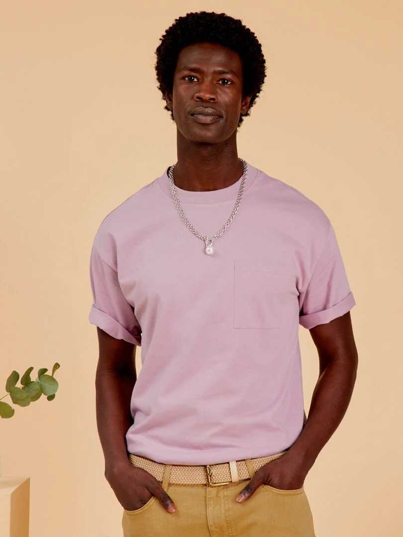 Tee shirt uni coupe large Mauve fumé