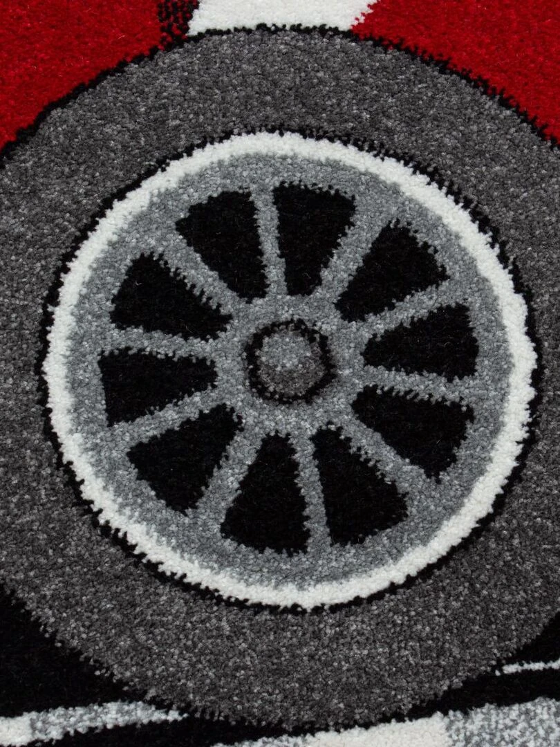 Tapis enfant KID'S RACE en polypropylène doux et soyeux OEKO TEX®   Rouge