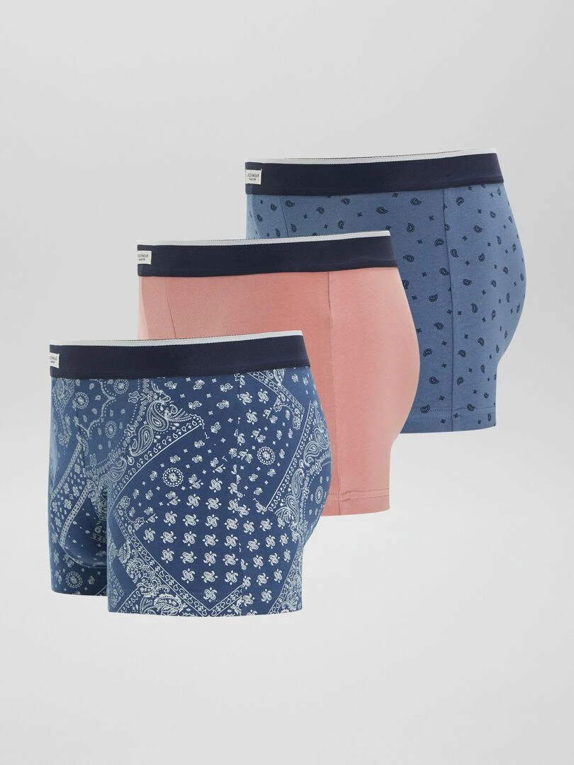 Lot 3 boxers stretch   Bleu/rose