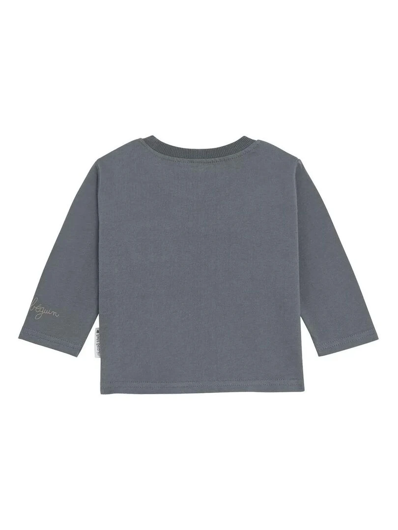 T shirt garçon manches longues Gris Gris