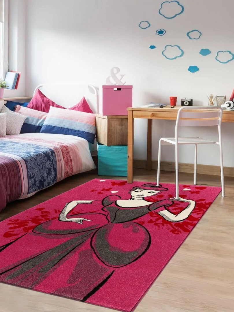 Tapis enfant DISNEY PREMIUM CINDERELLA Rose 135x190 OEKO TEX®   Rose