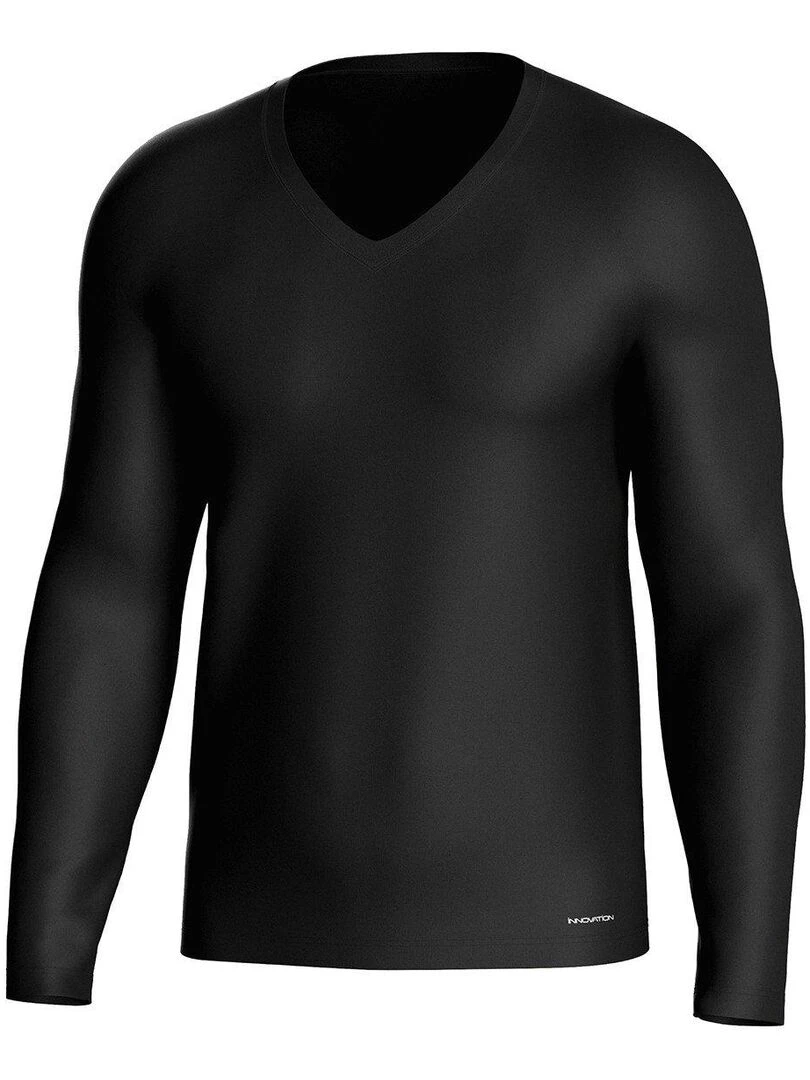 Tricot de peau col V manches longues régulateur   Noir