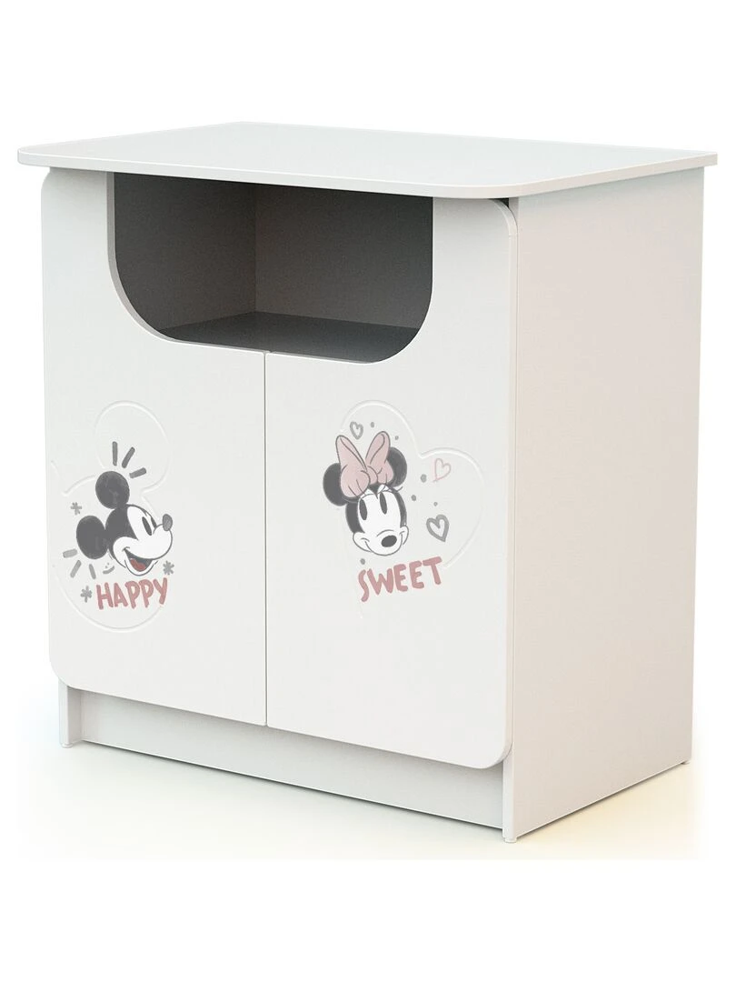 AT4   Duo Lit et Meuble DISNEY Happy Days Mickey Blanc et Hêtre   Marron foncé