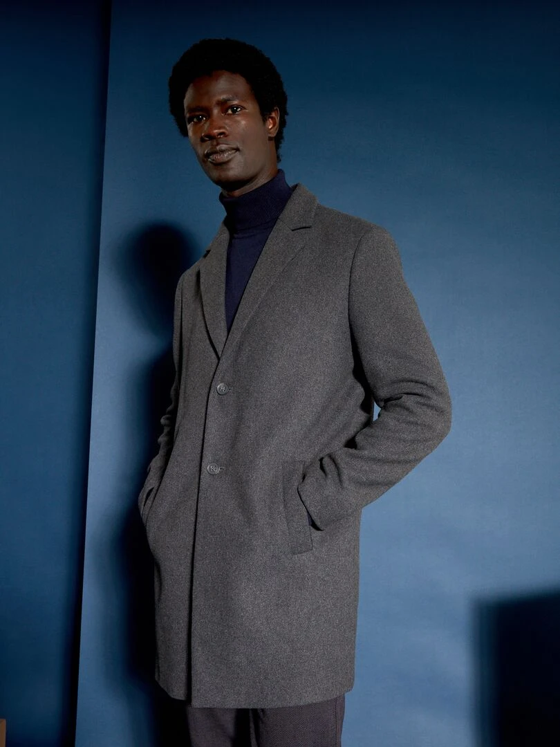 Manteau long avec ouverture boutonnée   Gris