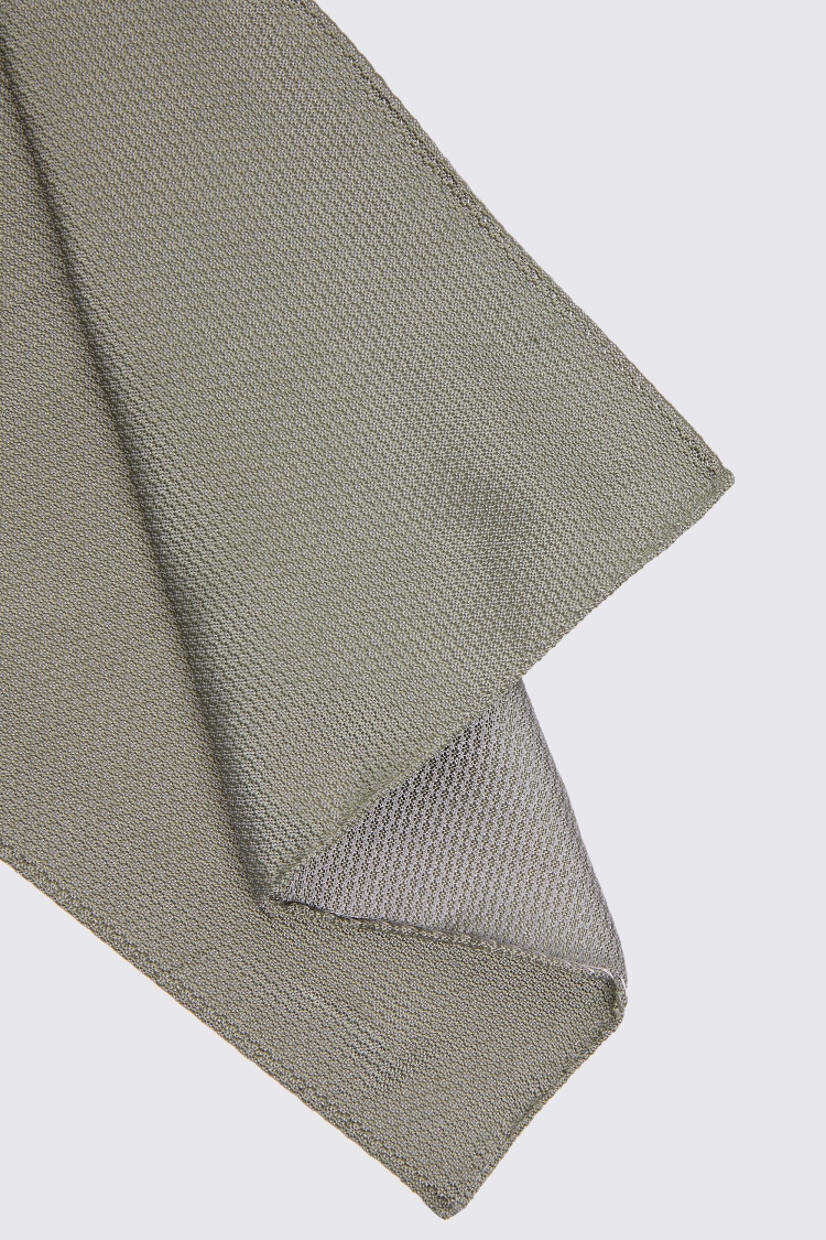 Sage Green Silk Semi-Plain Pocket Square Buy Online at Moss