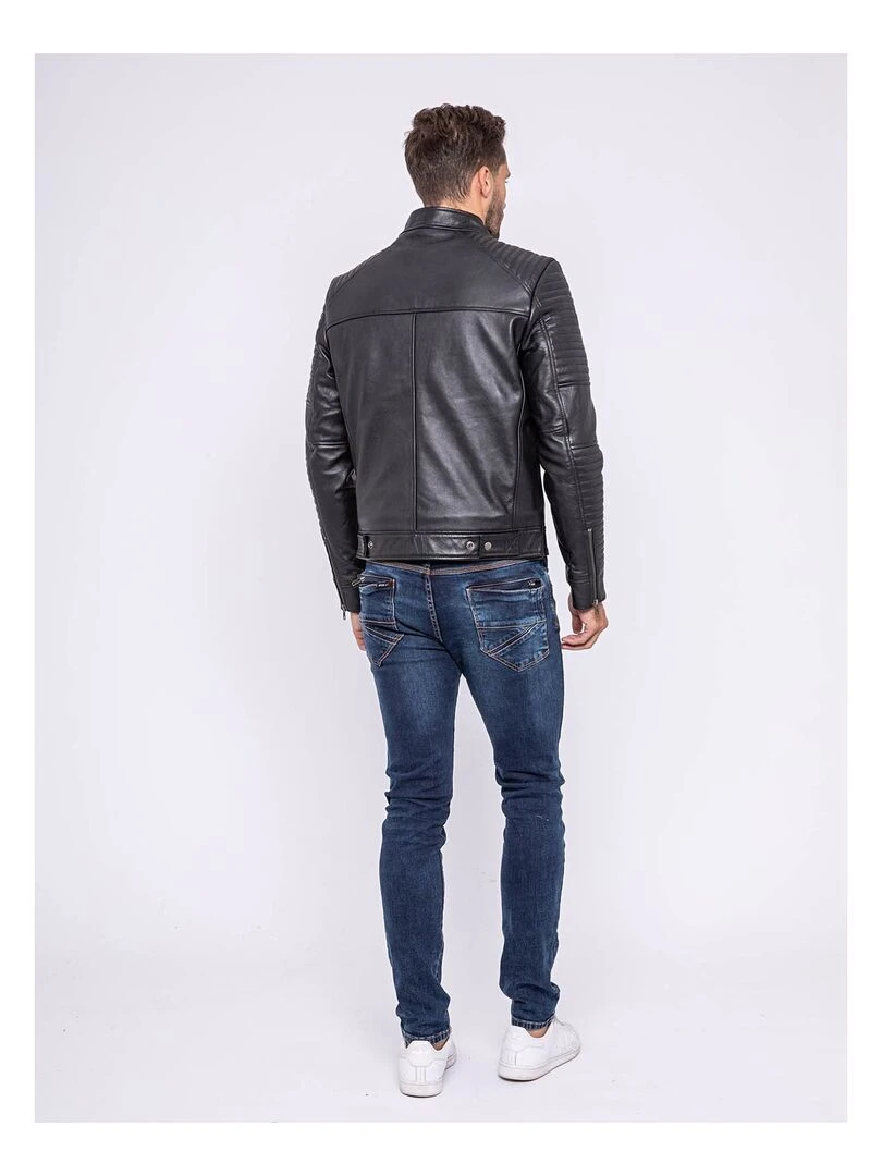 Blouson cuir motard BIKERO   Noir