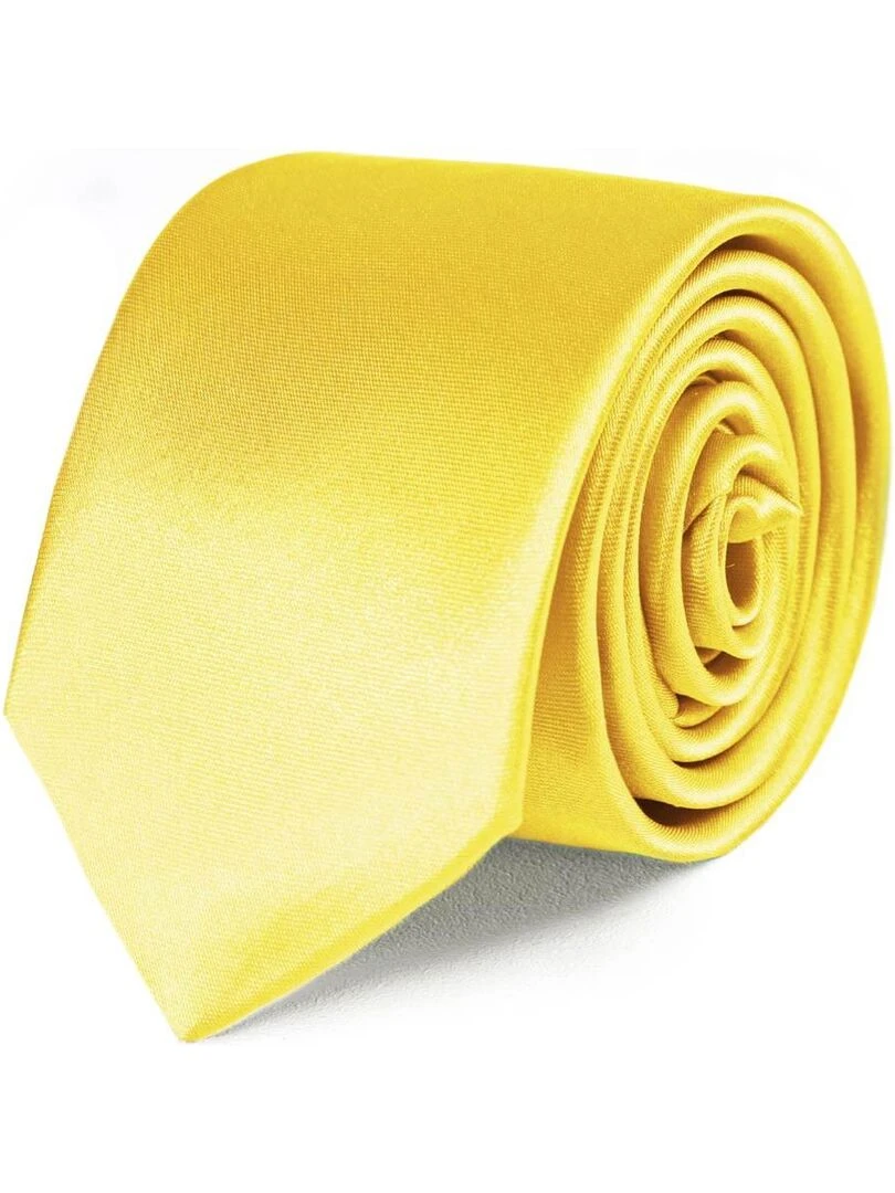 Cravate Slim Satin Unie Fabriqué en Europe Jaune