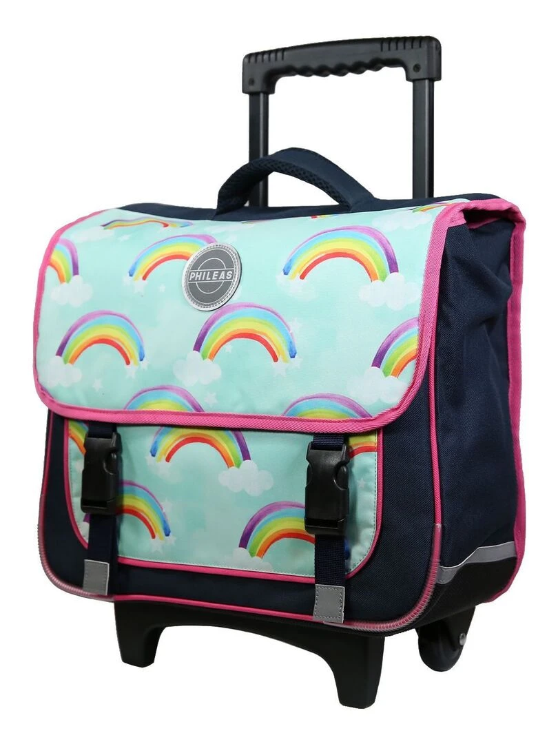 BAGTROTTER Cartable à roulettes 38 cm Phileas Arc En Ciel Bleu Système Smart Comfort Bleu