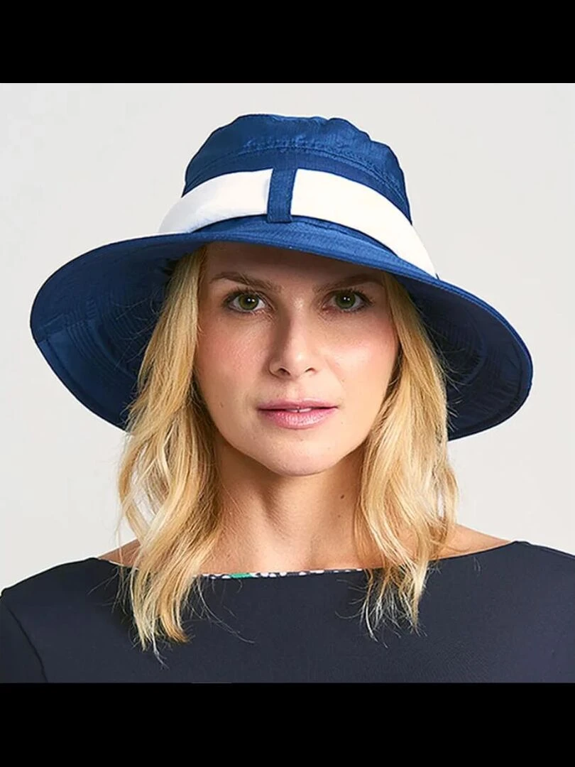 Chapeau souple/capeline Paris Ville Azul/Branco / UV Line Bleu marine