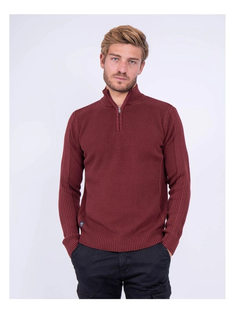 Pull col montant zippé pur coton LOTANOL Bordeaux