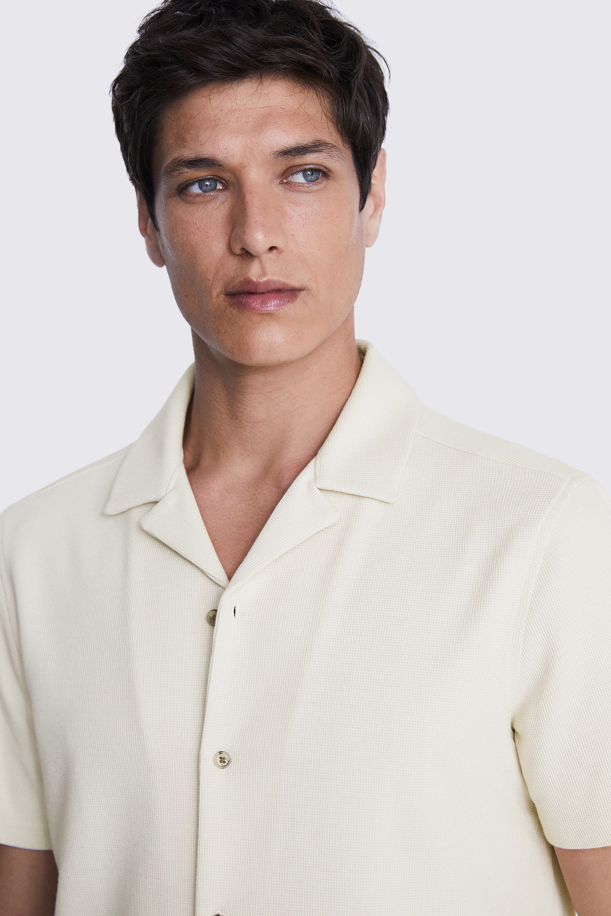 Ecru Knitted Cuban Collar Shirt   Buy Online at Moss