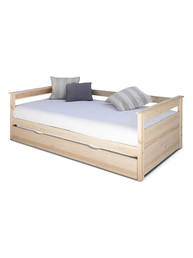 Pack lit gigogne avec 2 matelas Izao AKITEN RETAIL Marron