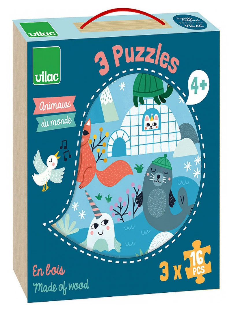 Coffret Puzzles 3x16 Pcs Animaux Du Monde   N/A