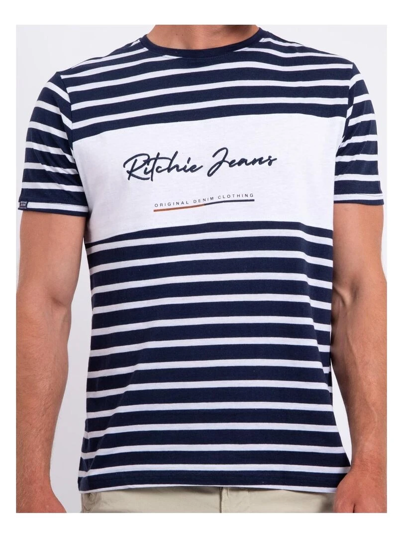 T shirt col rond pur coton NABAUMIX   Blanc