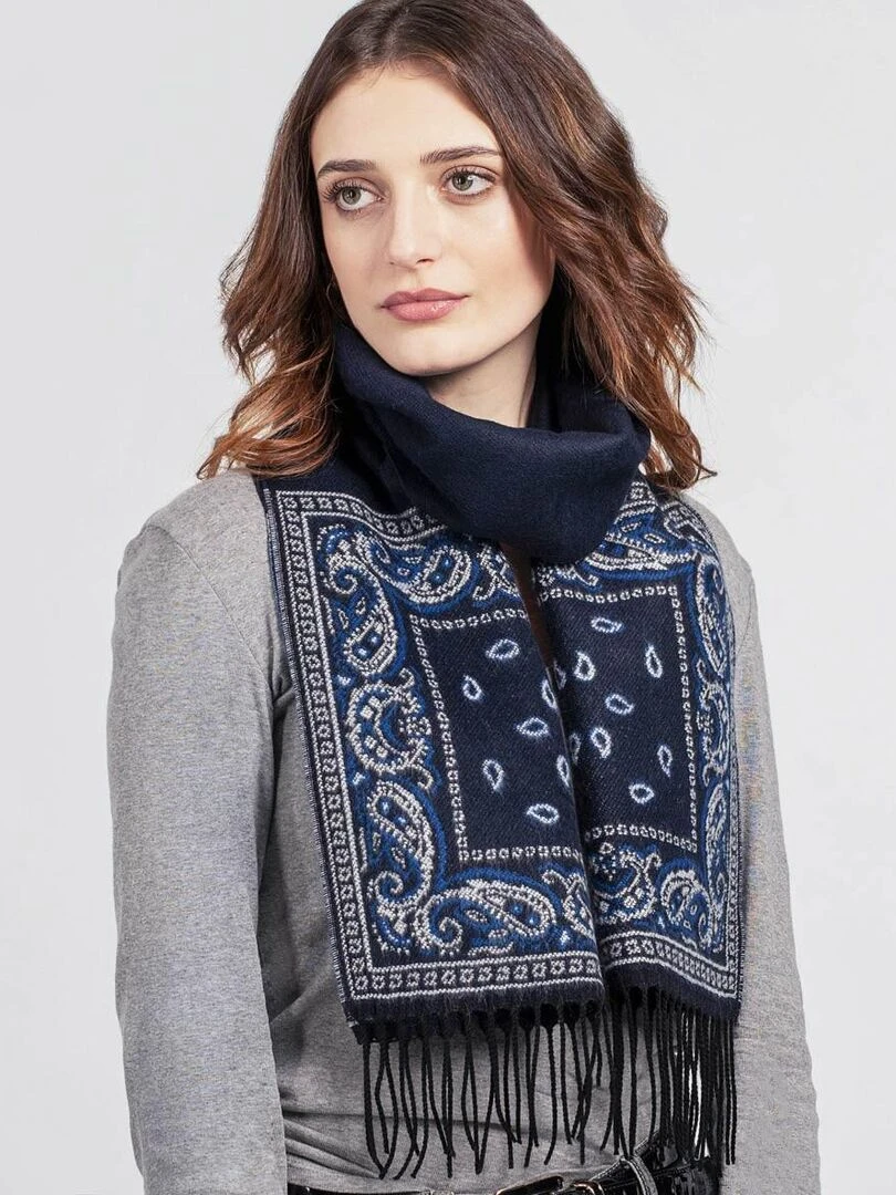 Echarpe Cashme   Fabriqué en France   Bleu marine