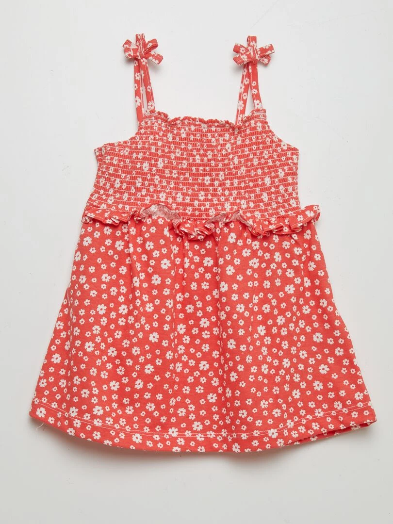 Robe à bretelles avec base volantée Rouge