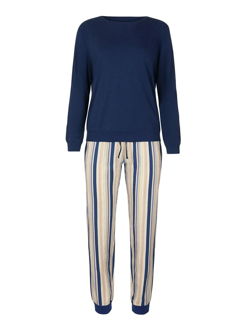 Pyjama pantalon resserré top manches longues Maxine   Bleu