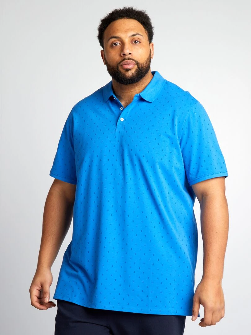 Polo en piqué de coton avec motif   Bleu