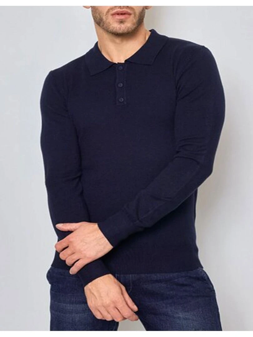 Pull col polo Kebello Bleu marine