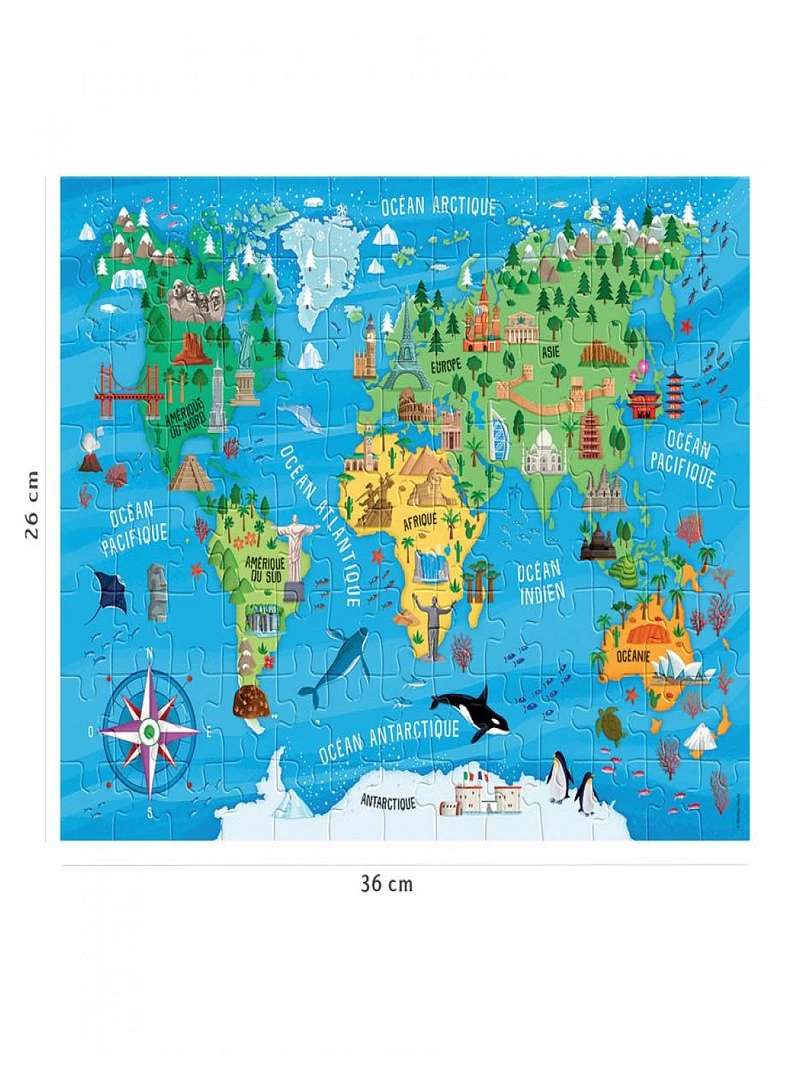 Puzzle 100 P  Carte Du Monde Des Monuments   N/A