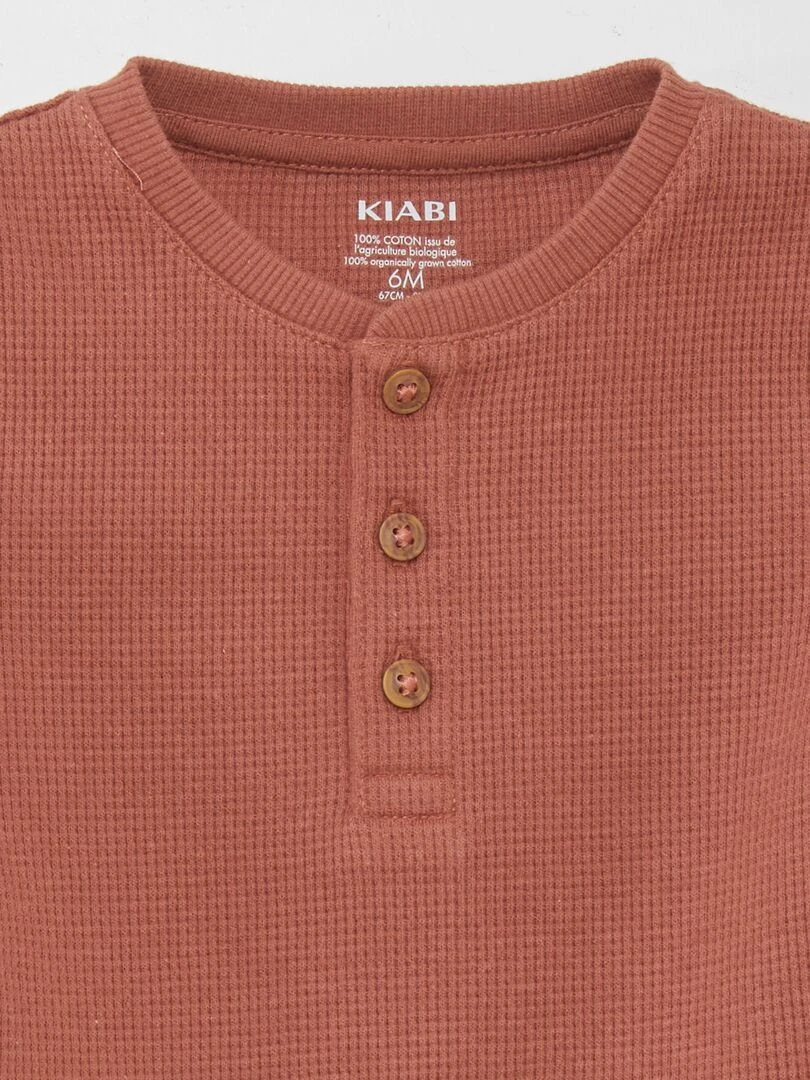 T shirt en maille gaufrée   Rouille