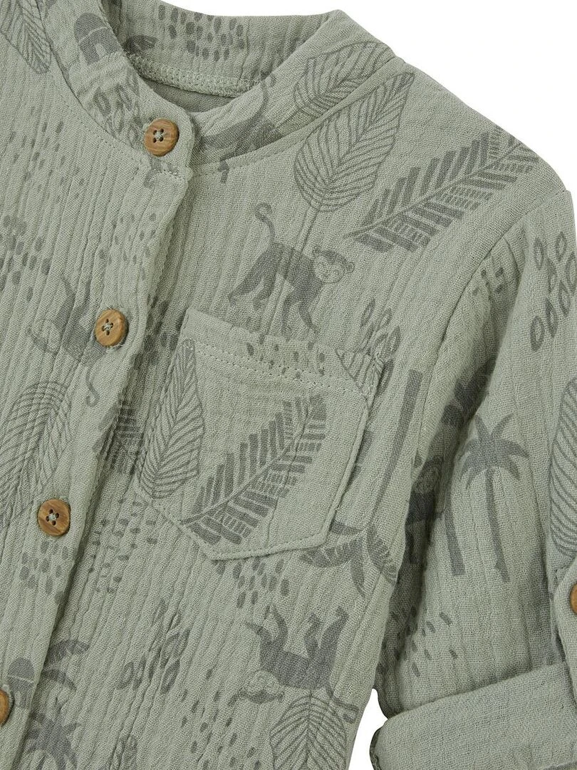 Chemise bébé en gaze de coton Gao   Kaki