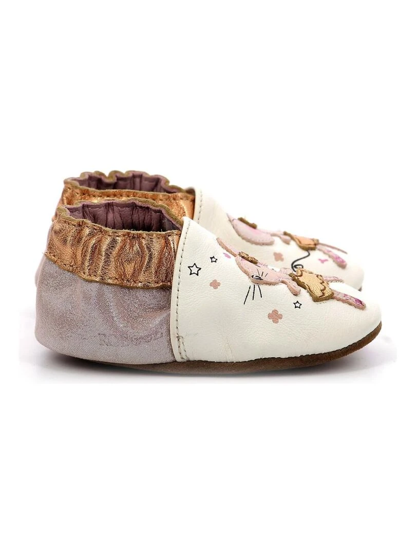 Coffret Chausson Cuir Bebe Robeez Dancing Mouse   Blanc