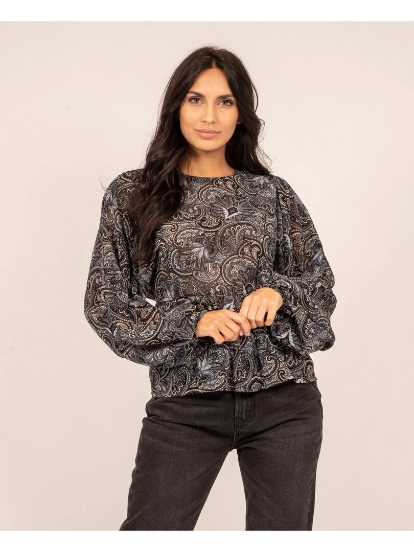 Blouse fluide motifs FARAH Bleu