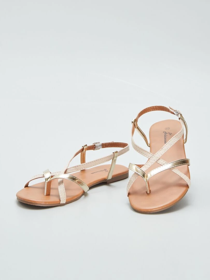 Sandales plates croisées   Doré