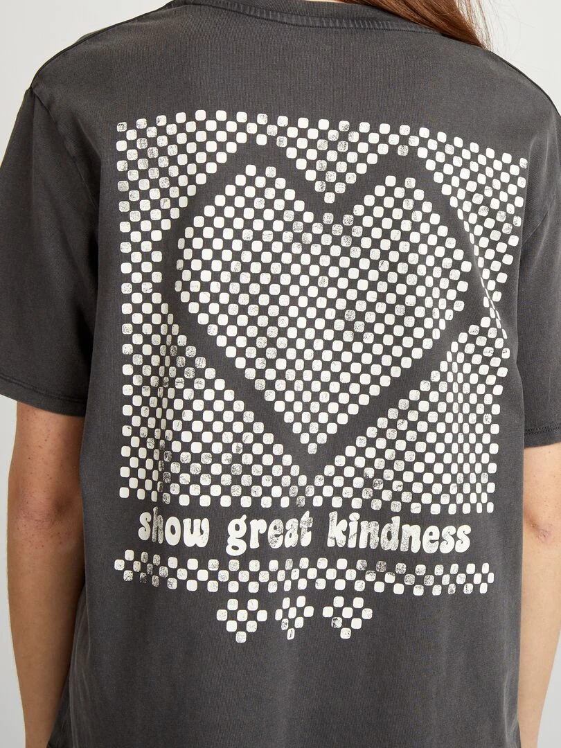 T shirt ample imprimé   Gris foncé
